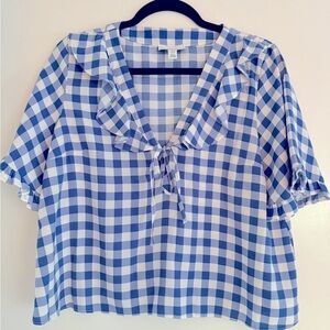 Topshop Breeze Blue & White Gingham Top - Size 8
